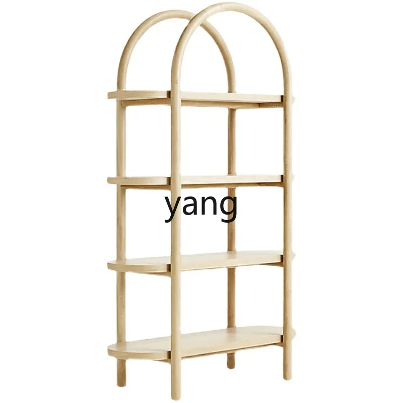 LH Solid Wood Bookshelf Modern Simple Arched Floor Shelf Toy Storage Locker
