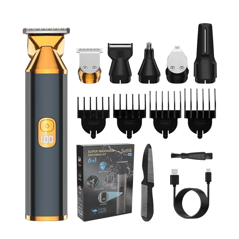 

IRUIBEAUTY 6-in-1 Multi Functional Hair Cleaning Set Men's Shaver Metal Nose Adjustable Shaver Nose Trimmer for Men
