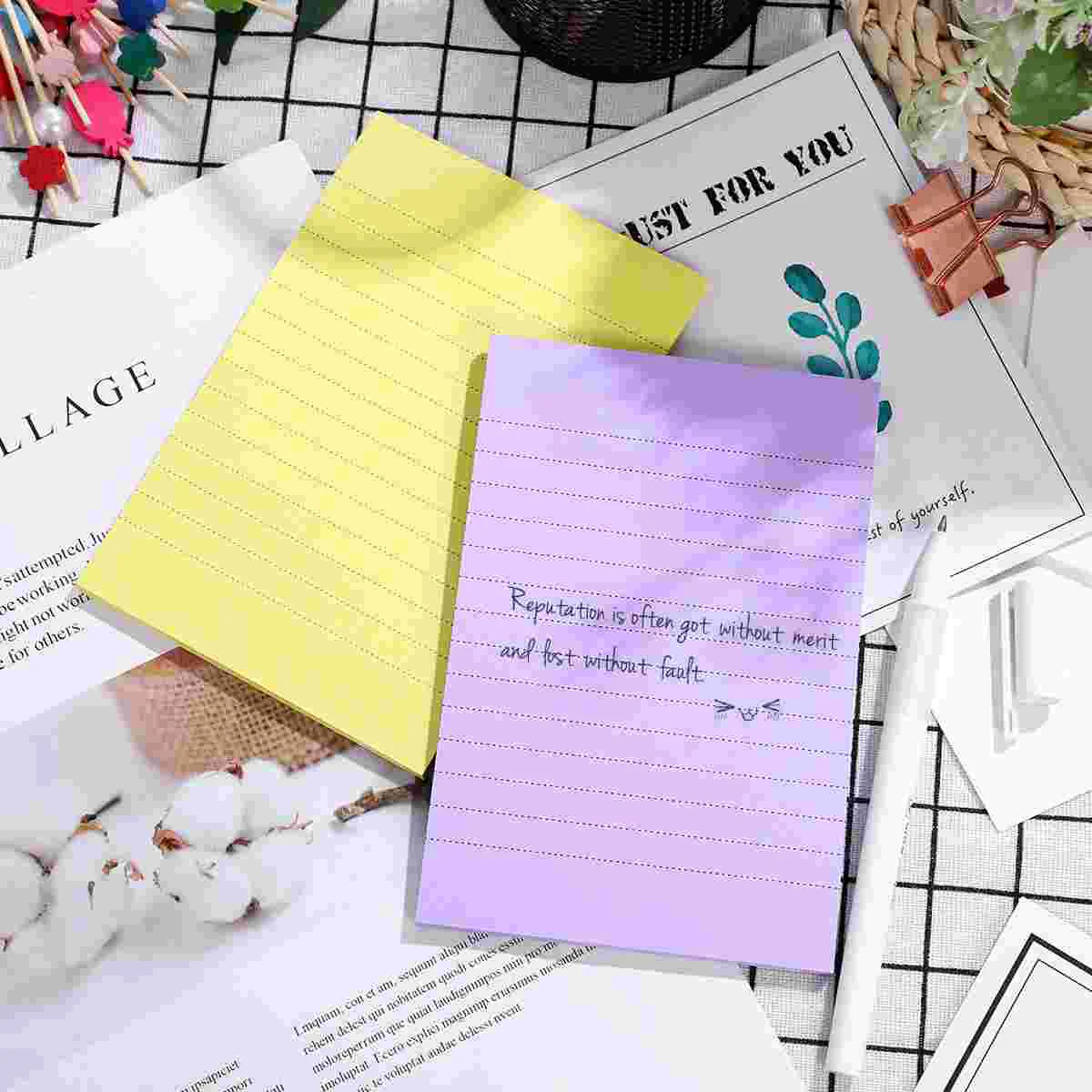 STOBOK 7 Pads Self-stick Note Pads Candy Color Paper Memo Stickers Cross Striped Notepads striped sticky notepads