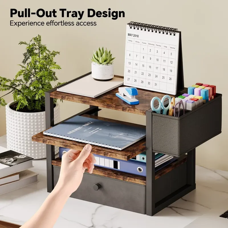Metal Desk Storage File Holder for Office Desk Organizers Accessories Workspace Desktop Organizer Storage Rack
