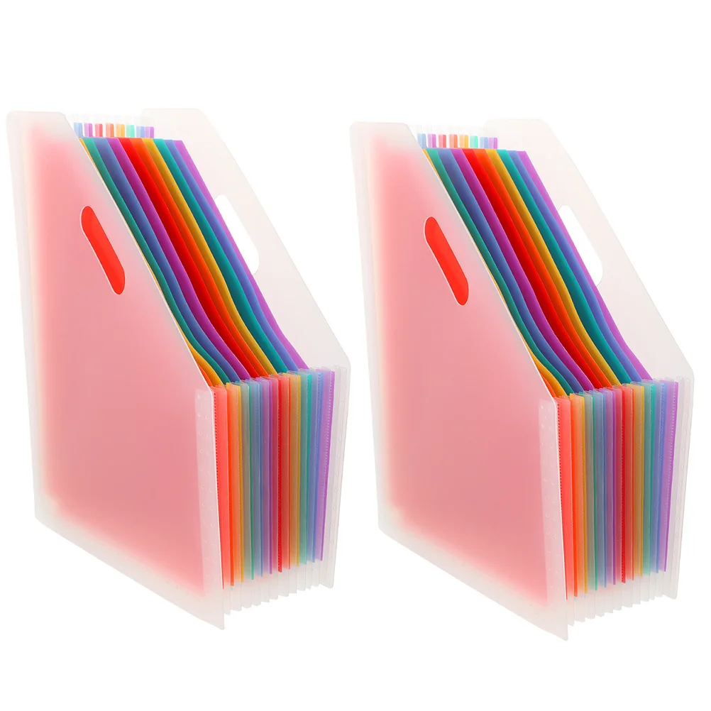 

2pcs Expandable File Folder Plastic Large Capacity Receipts Organizer For Bills Cards Documents Desktop Office Supplies