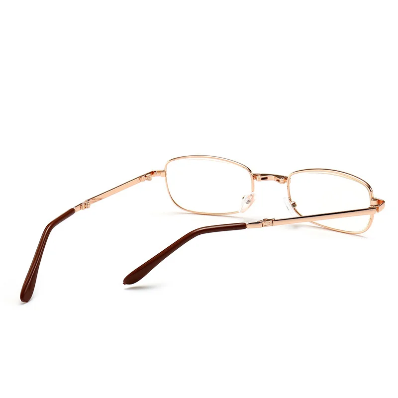 Folding Reading Glasses with Leather Box Unisex Collapsible Metal Lenses Bifocal 4 In 1 Eyewear Anti-blue Light Diopter Glasses