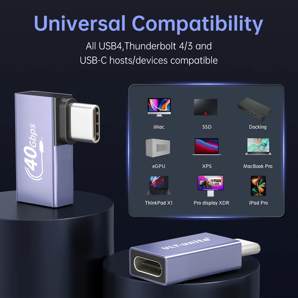 Adaptadores USB4 tipo C 40gbps 20V 5A 8K @ 60Hz convertidor tipo C a USBC conector de carga rápida PD 100W para teléfono Macbook Laptop