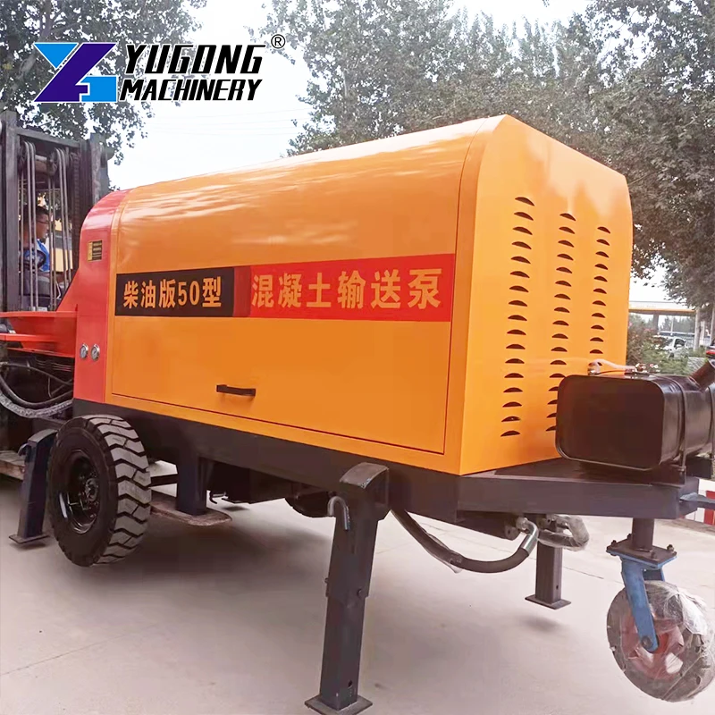 Portable Diesel Concrete Pump Machine Trailer Mounted Cement Pump for Road Bridge Building Construction