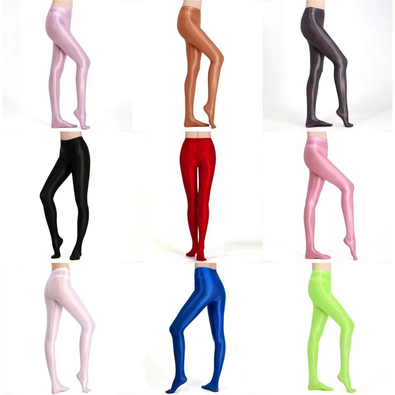 

2025 new side seamless oil shiny silky slippery leggings high waist pantyhose European and American large size 7057