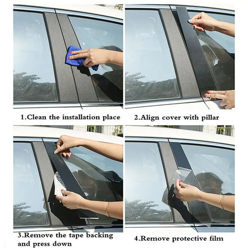 Compatible Car Window Door Column B C Pillar Post Cover Trim for X5 E53 2000-2006 Black Pc Sticker ,8Pcs