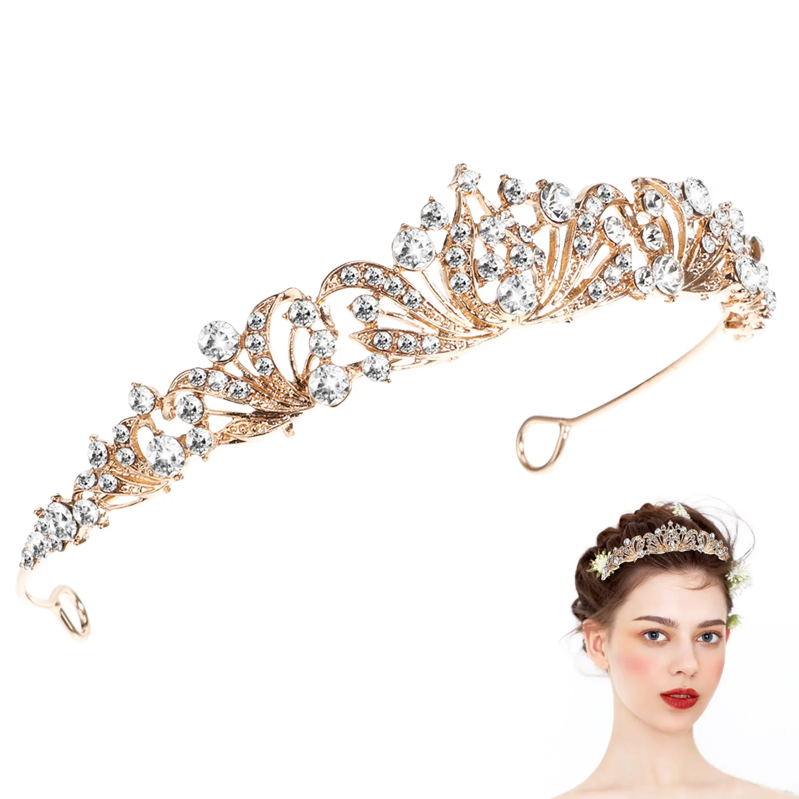 

Bridal Crown Elegant Alloy Rhinestone Wedding Headpiece Hair Accessory Wedding Bridal Crown for Bride Prom Party