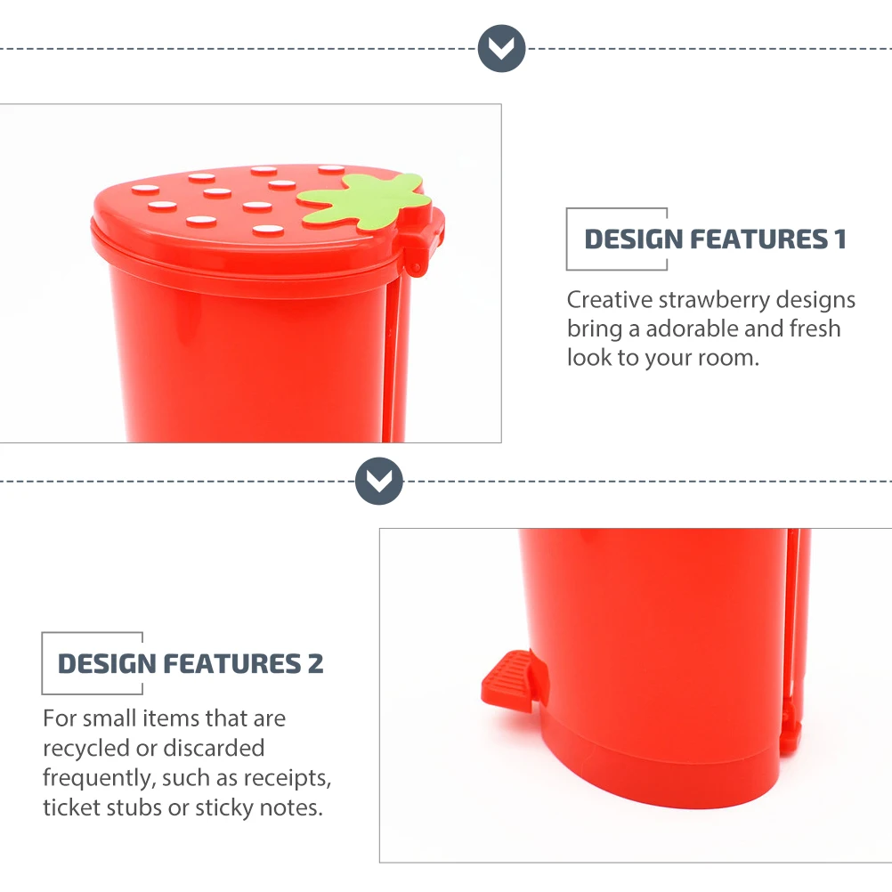 

Desktop Trash Can Heart Shaped Kitchen Office Waste Bin Red Aesthetic Kawaii Strawberries Paper Container Storage Bucket