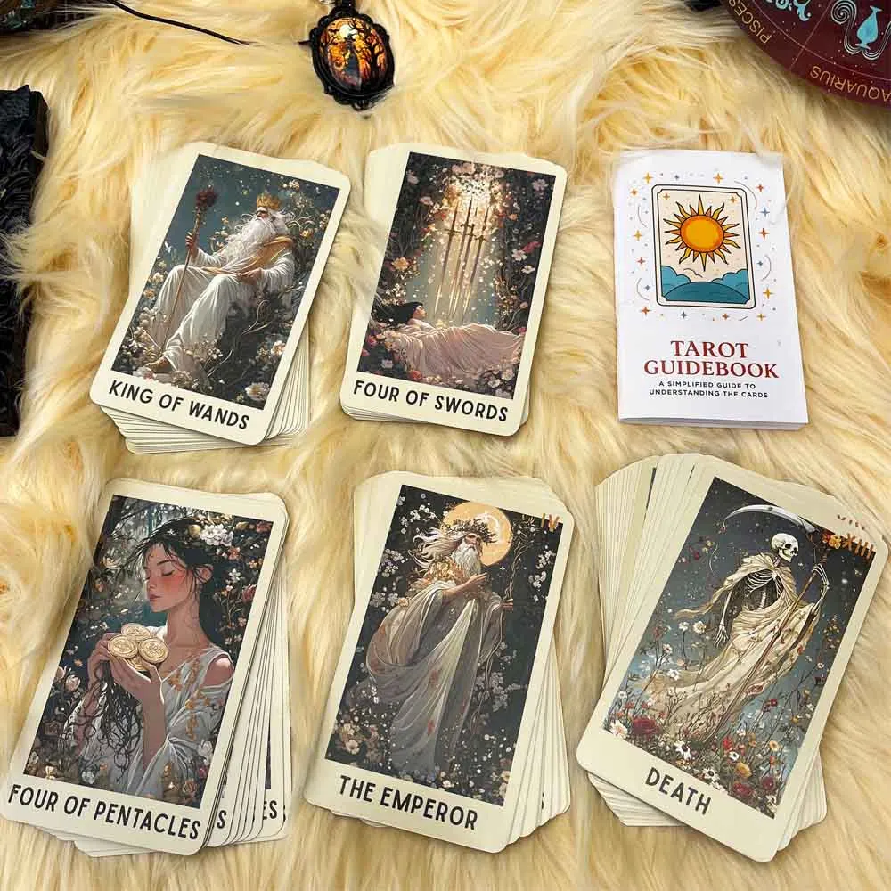 ﻿ 78pc Set Ethereal Bloom Tarot Cards Deck Trust Flower Theme Paper Tarot Guide Book English Card Game