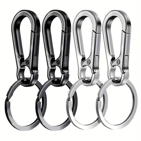 4 PCS Stainless Steel Carabiner Clip Keychain Metal Key Rings Keyring Key Holder Clips Hook Holder Organizer for Car Keys Finder
