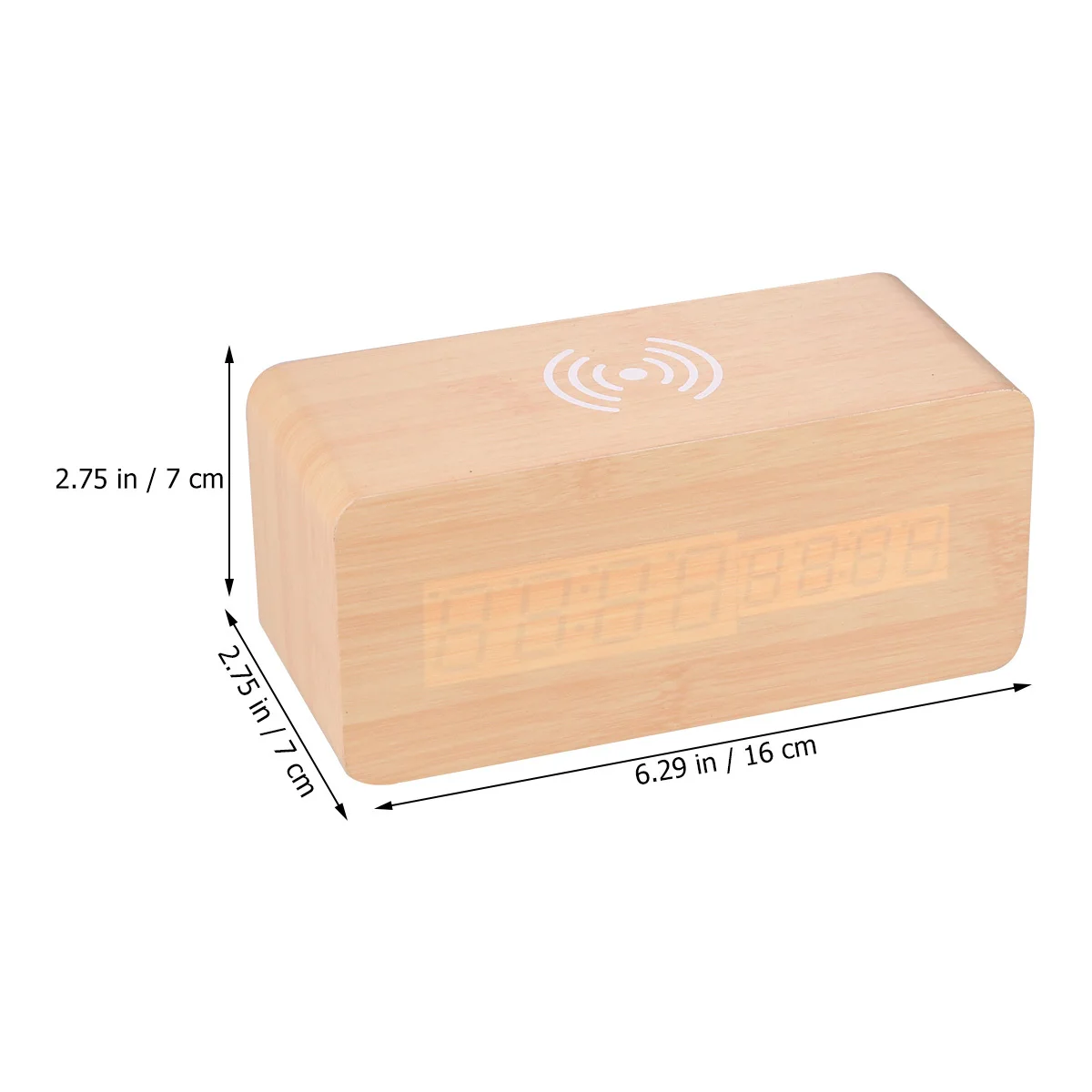 

Wireless Charging Led Wood Brown Bamboo Digital Alarm Clock Temperature Display Electronic Desk Clock For Home Office