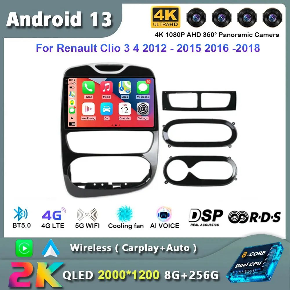 

Android 14 For Renault Clio 4 2012 - 2018 2K 8G+256GB QLED Android Car Radio Multimedia Video Player GPS CarPlay Stereo 4G+WIFI