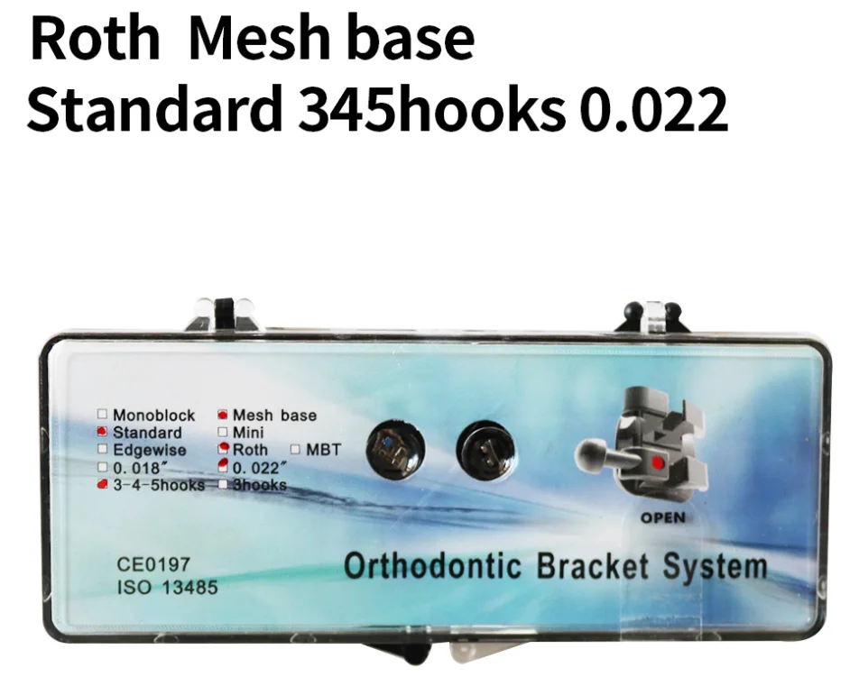 

1Box Dental Orthodontic Bracket Mesh Roth 345Hooks Mini/Standard Metal Bracket