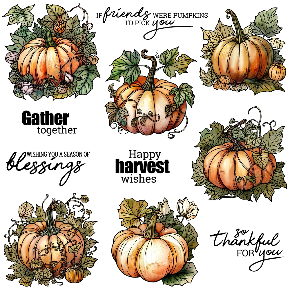 

Mangocraft Autumn Days Pumpkins Cutting Dies Clear Stamp DIY Cards Scrapbooking Metal Dies Silicone Stamps For Cards Album Decor