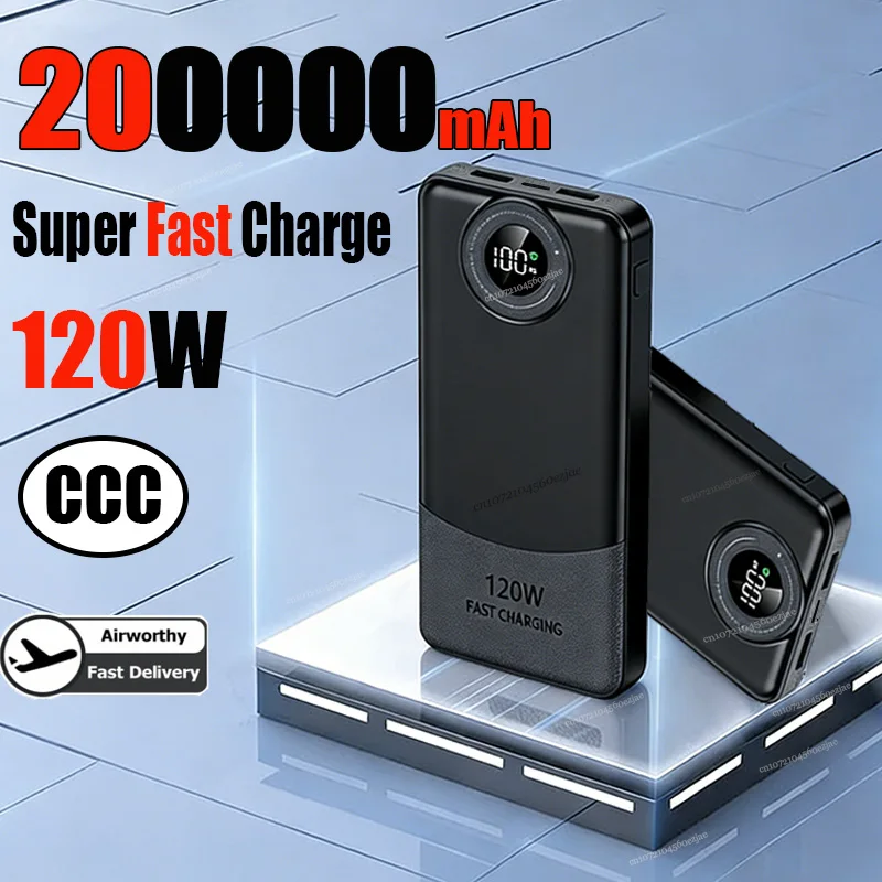

120 Вт Power Bank 200000 мАч сверхбольшая емкость супер быстрая зарядка для мобильных устройств внешний аккумулятор для iphone 16 15 14