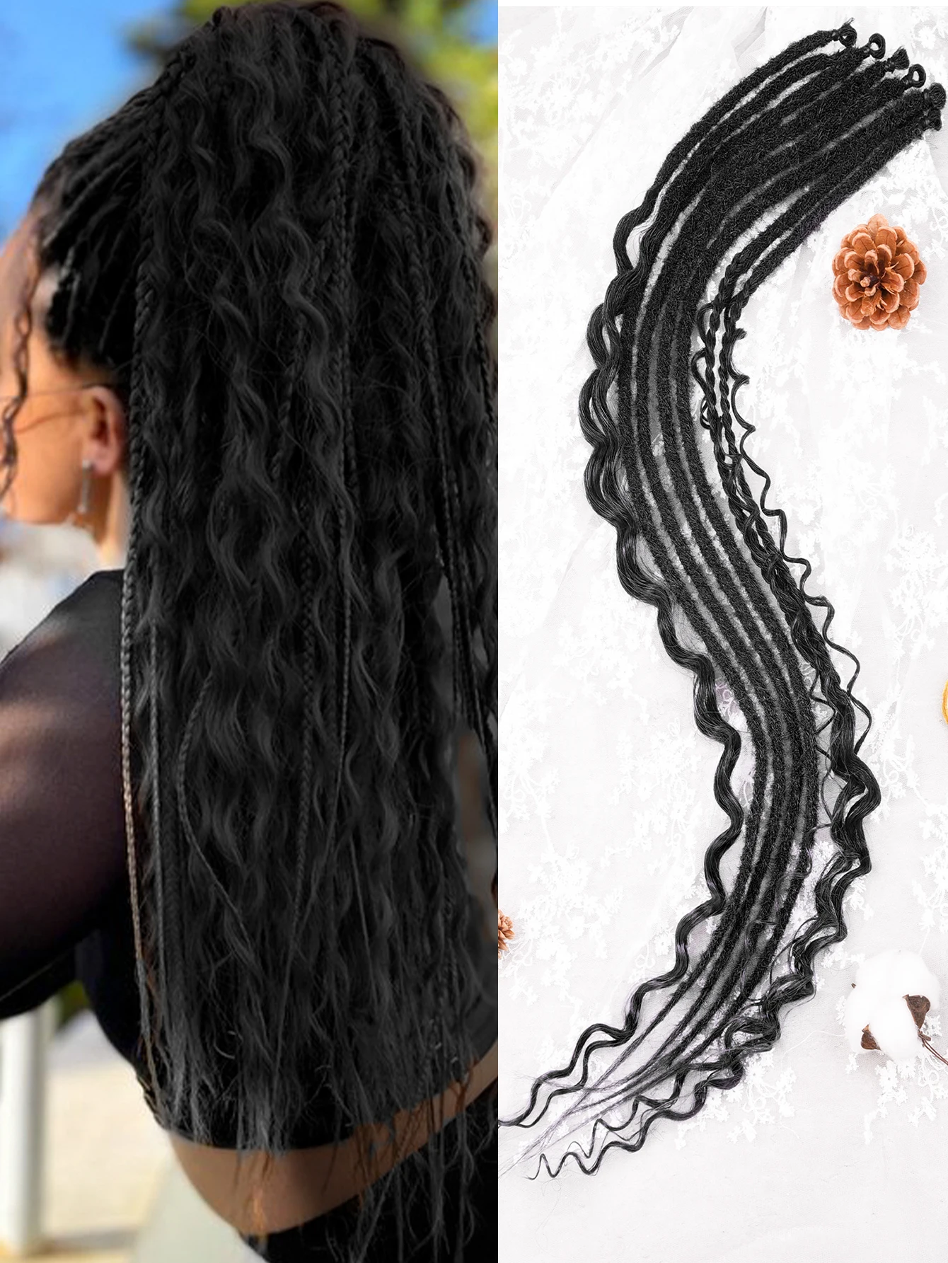 Wavy Dreadlock Extensions 24 Inch, Synthetic
