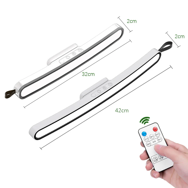 Lámpara LED de escritorio curvada, recargable, 1800mAh, magnética, táctil, atenuación remota, luz de noche colgante, dormitorio, cocina, 32/42CM