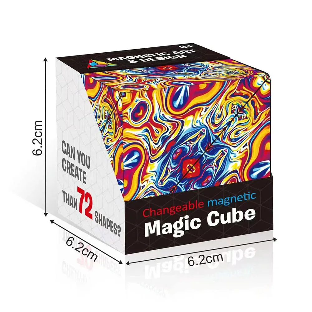 لعبة مكعب الوجه ثلاثية الأبعاد المحمولة البلاستيكية لغز مكعب ضد الإجهاد لعبة متنوعة هندسية مكعب مغناطيسي متعدد الأغراض للأطفال هدية عيد #5