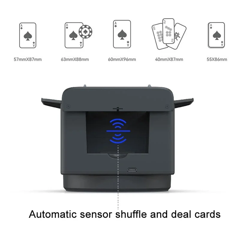 360° Rotating Automatic Cards Dealer, Rechargeable Cards Shuffler Shuffling Dealing Playing Cards Distribution Machine  2 In 1