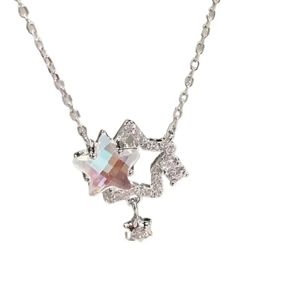 Neue Zinklegierung Kette Halskette Zwillinge Pentagramm Hochzeit Party Schlüsselbein Kette Frau