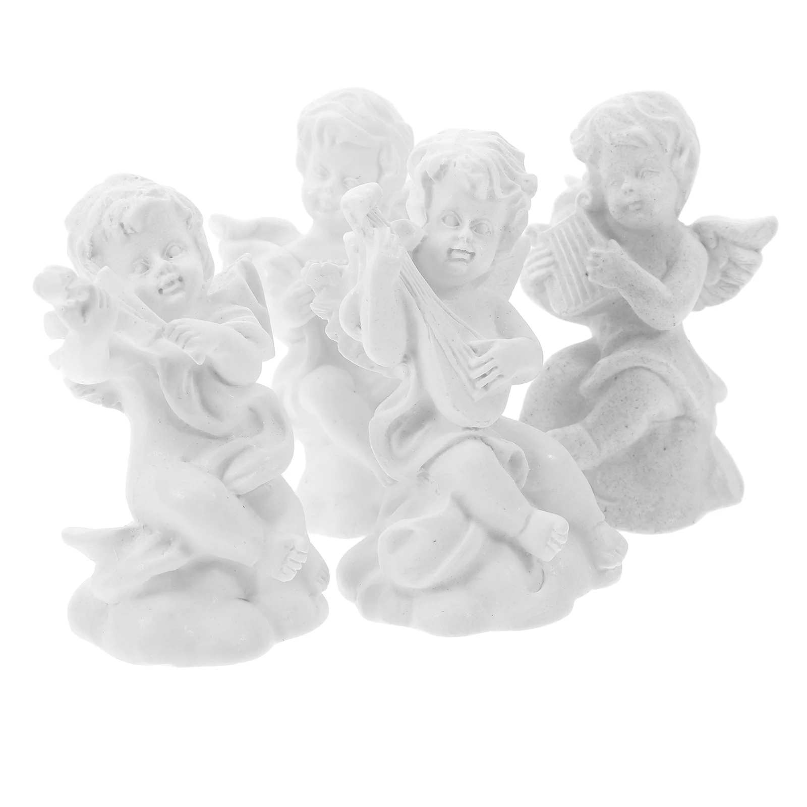 

4pcs Sculptures Resin Figurines Home Decorations Desk Ornaments Garden Statues Small Cherub Angels Lovely Ornament