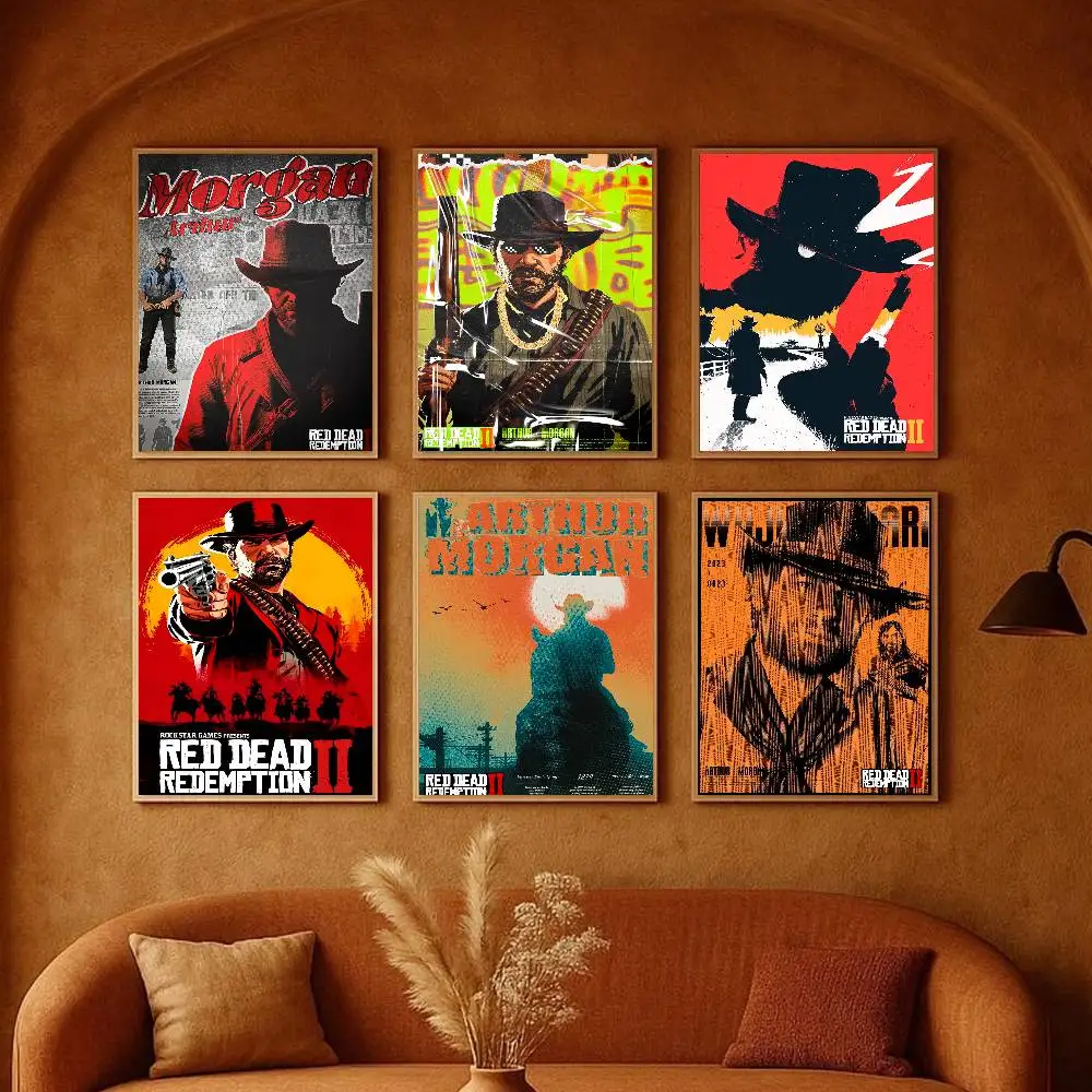 ملصق R-Red Dead R-RedempTION 2 ملصق ذاتي اللصق مناسب لأي سطح جدار مقاوم للماء ومقاوم للرطوبة