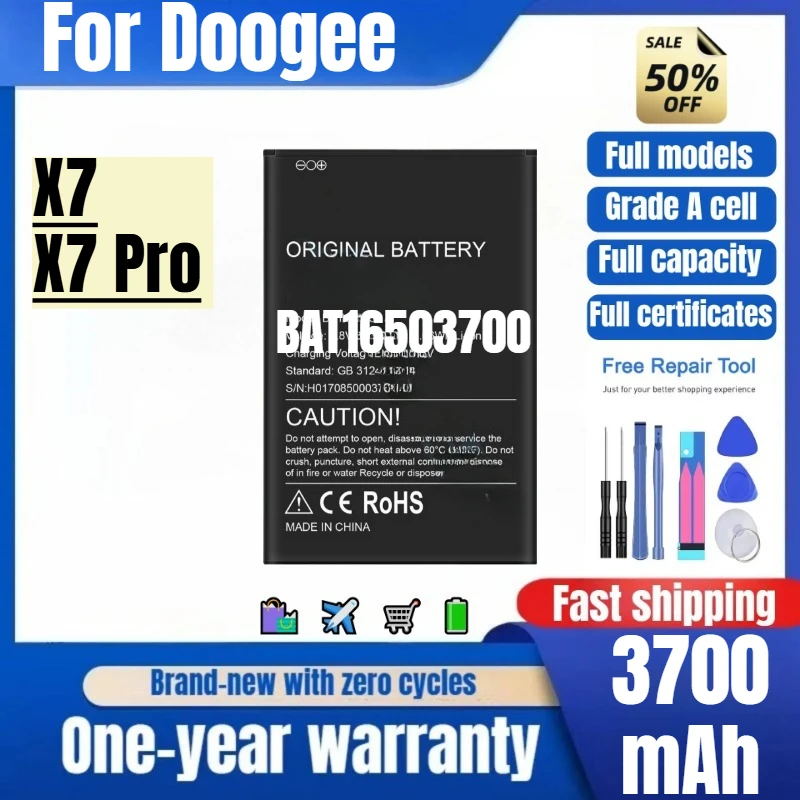 BAT16503700 for Doogee X7/X7 Pro Phone Battery 0 Cycle High Quality High Capacity Replacement Bateria Grade A Cell with Tools