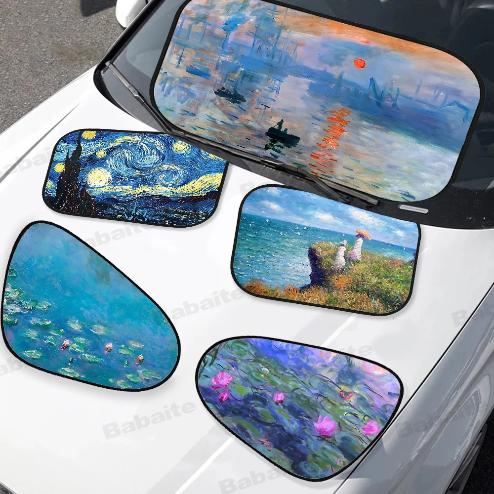 Oil Painting Universal Side Window Sunshades UV Protection Car Curtain Car Window Sun Shade Visor Protective Window