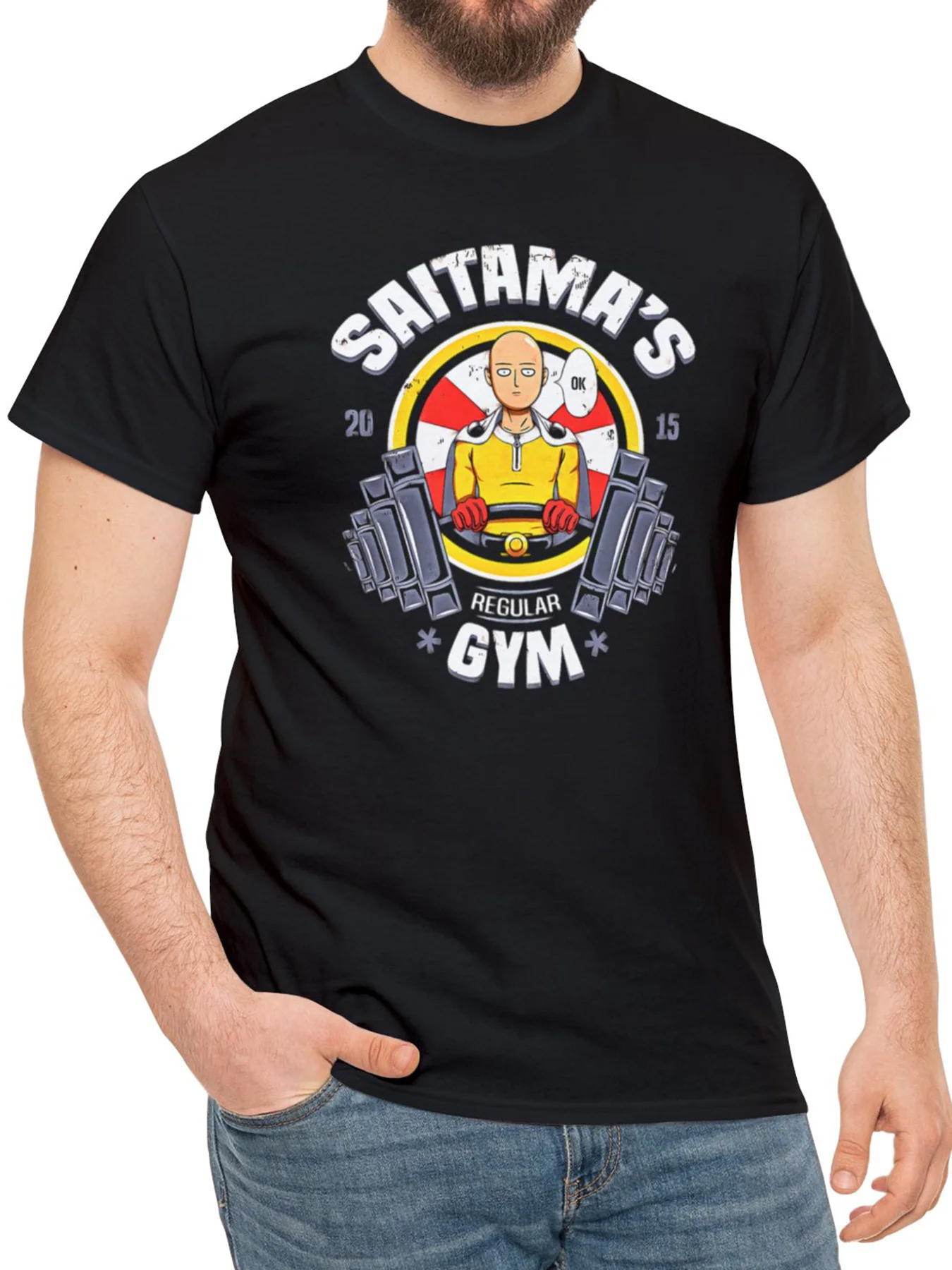 تي شيرت رجالي كاجوال من القطن بطبعة أنمي فريدة من نوعها - كم قصير، رقبة دائرية، مثالي للنزهات الصيفية واللياقة البدنية