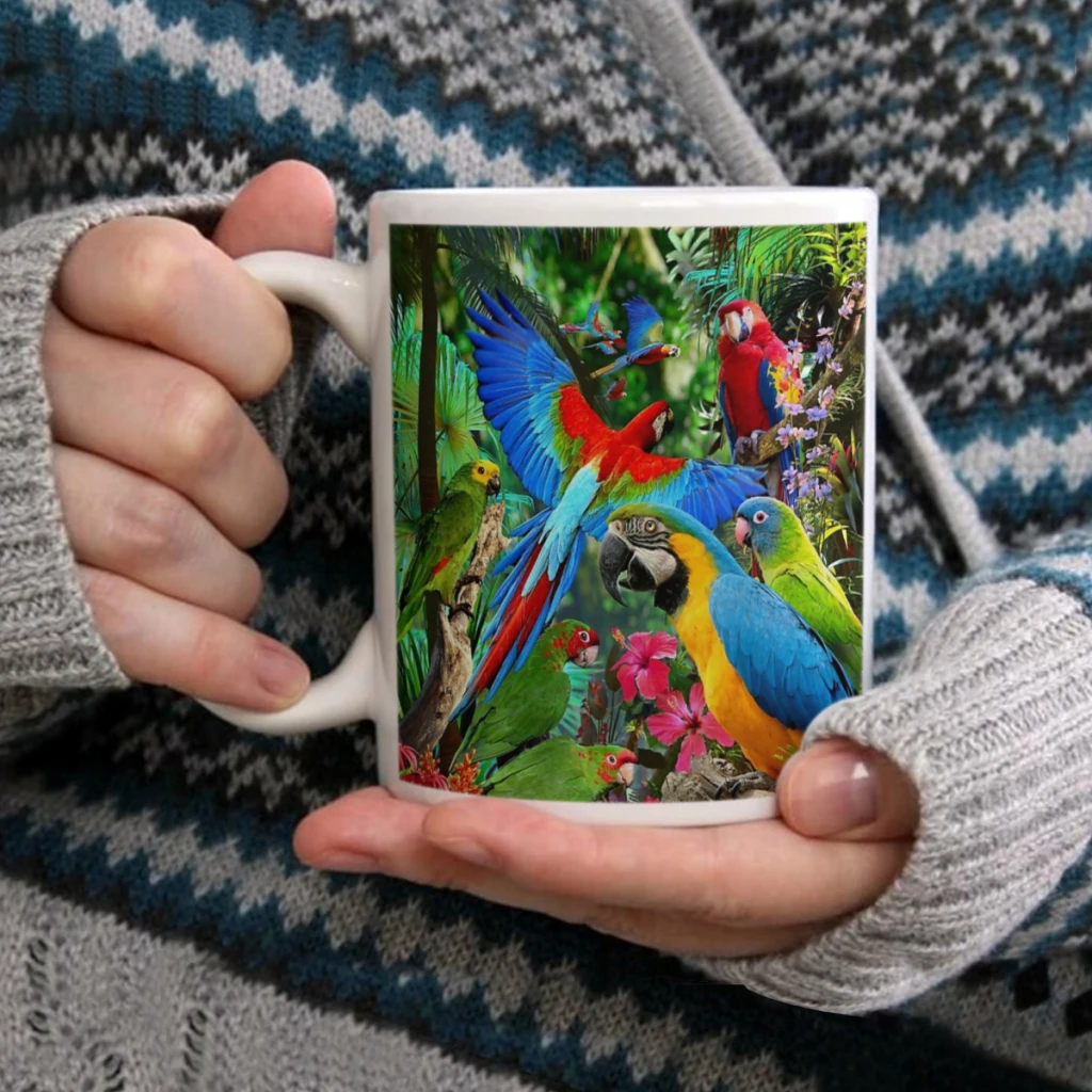 

ParrotsCoffee Mug Tea Cup 11oz Coffee Cup Funny Birthday Ceramic Mug Personalized Cup
