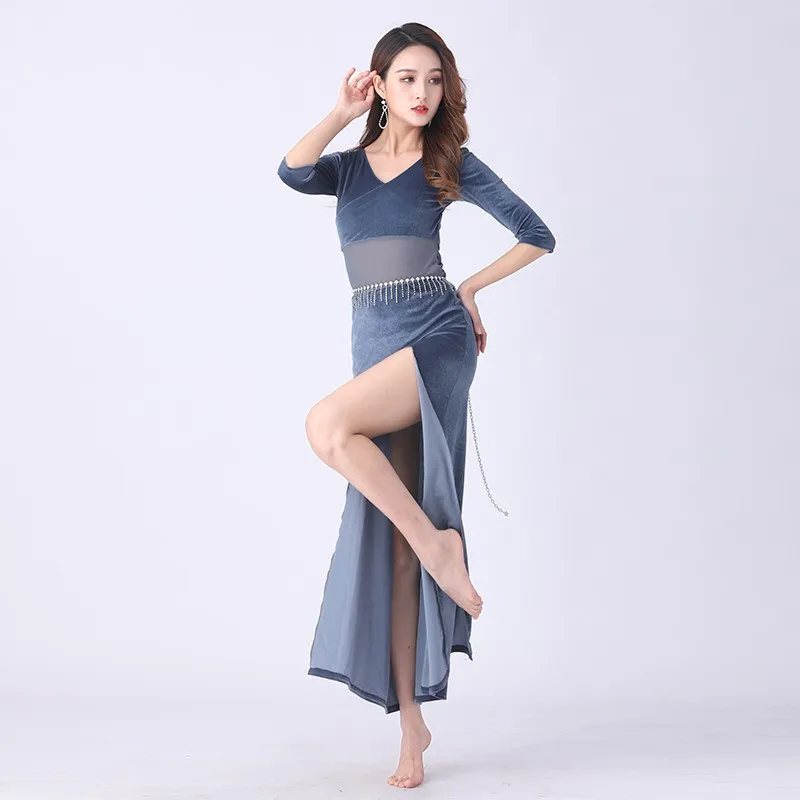 Belly Dance Long Dress Sexy Costume Practice Clothes Oriental Performance Training  Dress Stage Dance  Adult No Belt Clothing