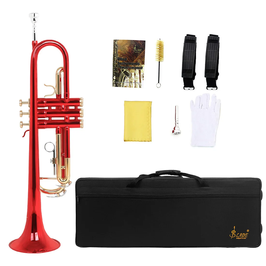 SLADE Trumpet B-flat brass Colored Gold Keys Beginners practice band playing cross-border brass trumpets professionally