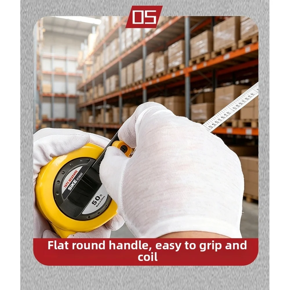 Yellow Steel Tape Measure Measuring Instrument Construction Measuring Tool 15M 50FT Length Controlled Tape Retraction