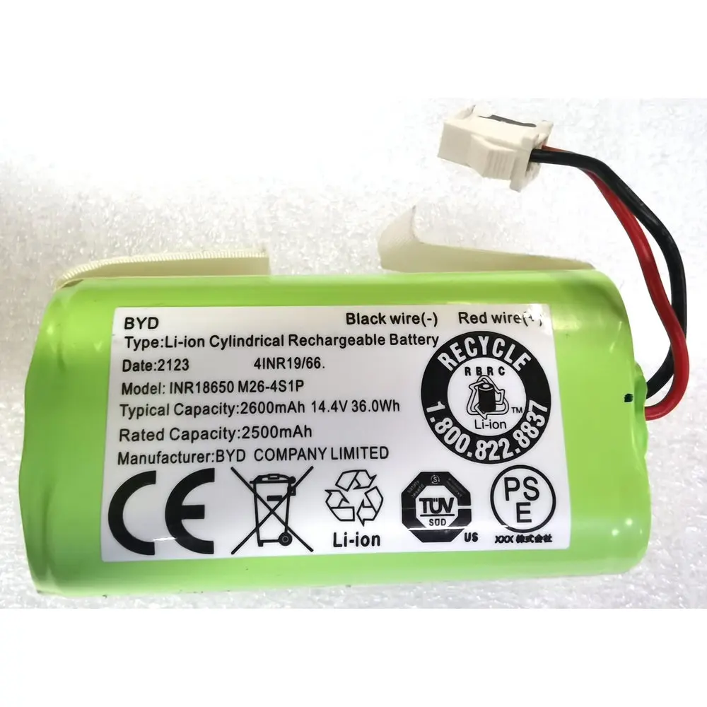 

14.4V 36.0Wh INR18650 M26-4S1P BYD Lithium Battery For ECOVACS CEN360 CEN361 DN620 DN621 DH35 DH43 DH45 Sweeping Robot