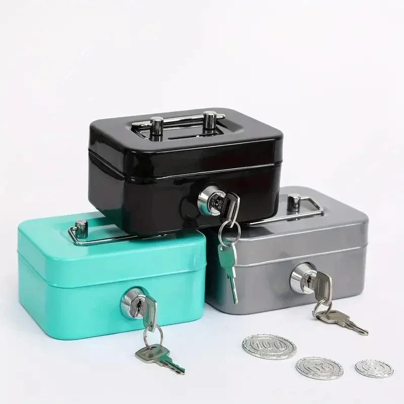 Metal Cash Box Mini Safe Lock Box Money Bank Metal Coin Bank Security Box Sturdy Cash Portable for Kids Coin Collection