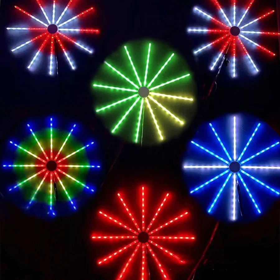 Christmas LED Firework Lights Outdoor Hanging Starburst Lights With Remote RGB Dandelion Light Meteor Shower Rain Light