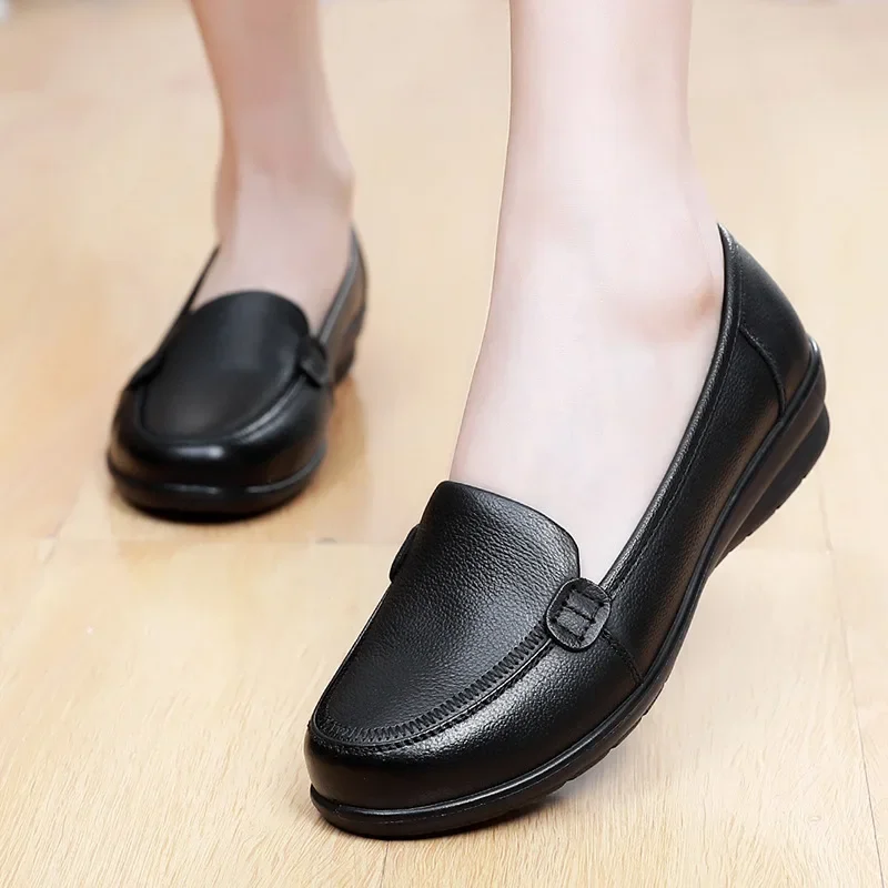 Autumn Women Shoes Solid Black PU Oxford Shoes Woman Lace Up High Heels Thick Bottom Platform Loafers Casual Shoes