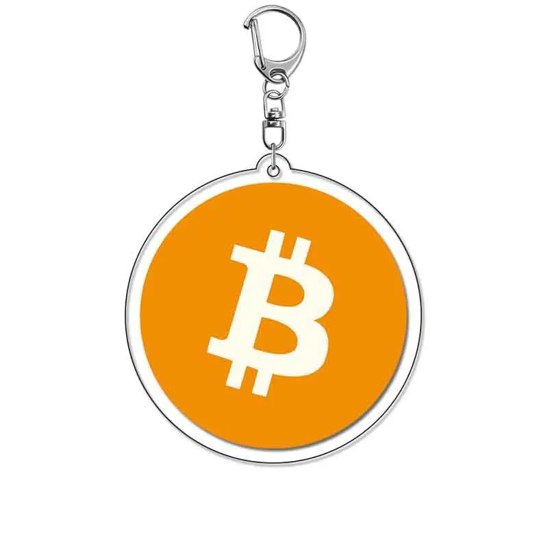 Virtual BTC ETH BNB Keychain Bitcoin Dogecoin Acrylic Pendant Hanging Decoration for Backpack & Key Holder Souvenir Gift