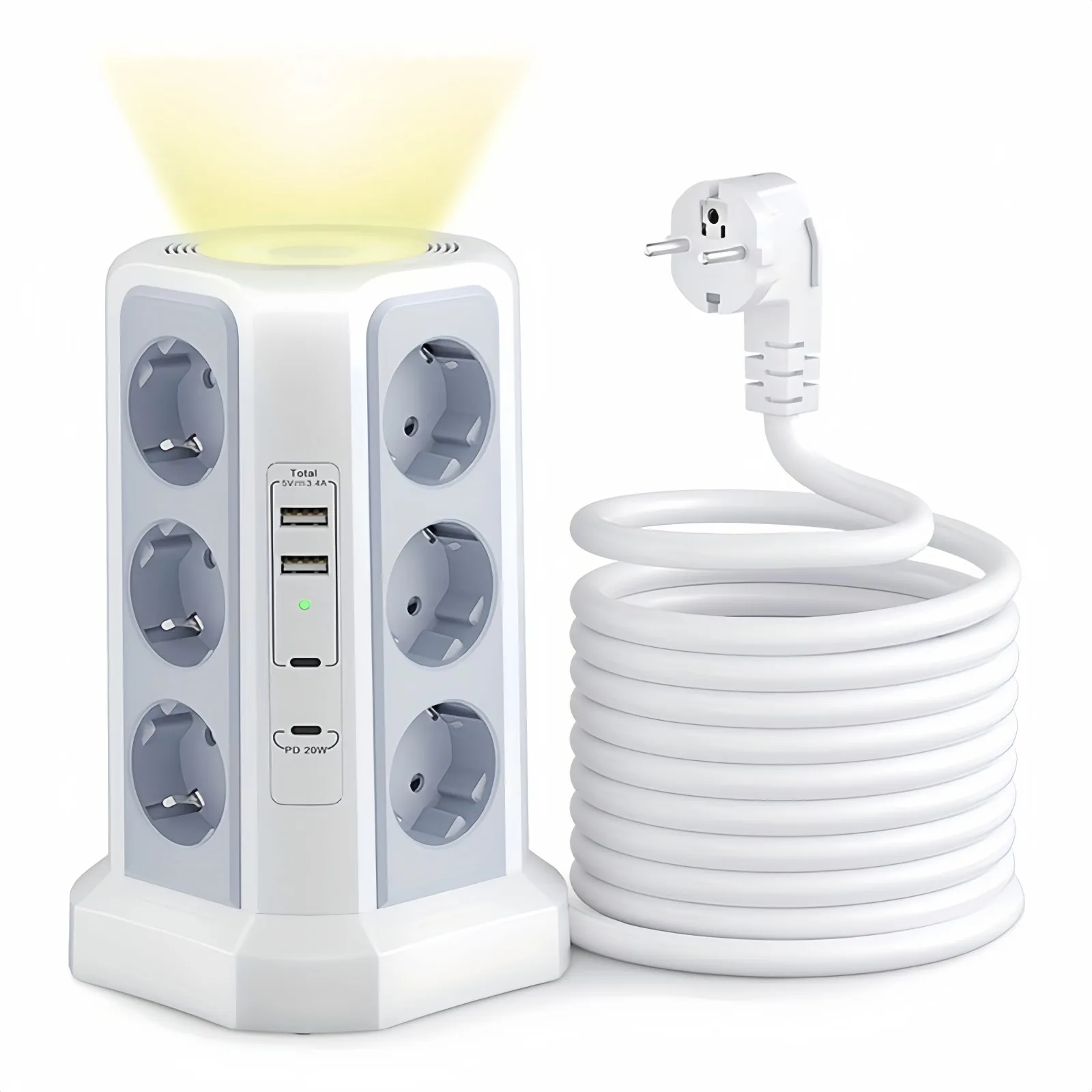 

European Standard Three-Layer Power Strip with 2m Extension Cords, with USB Fast Charging, Suitable for Offices, Homes, and Othe