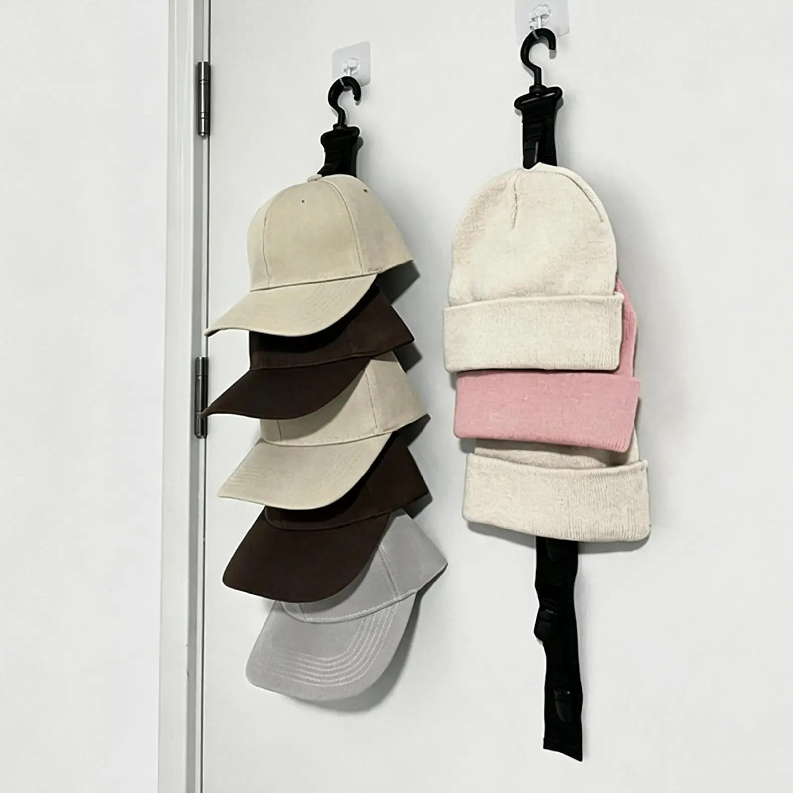 Door Hat Rack Anti-Slip Adhesive Headgear Display Over The Door Baseball Hat Organizer for Living Room Closet Cloakroom Dorm
