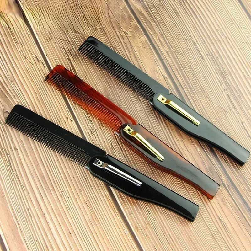 New Design Foldable Hair Comb Pocket Clip Hair Moustache Beard Comb Hair Styling Tool Hairdressing Comb For Men Women Combs