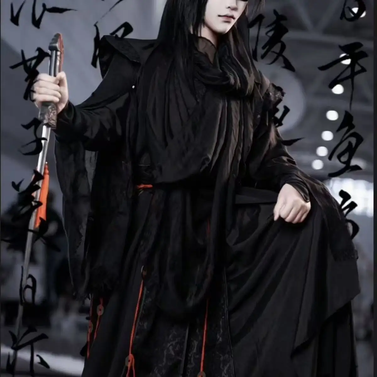 ダークブラックモランコスプレ衣装ニッチアニメゲームキャラクター服ハロウィン若い剣士コスプレスーツ古代漢服COS