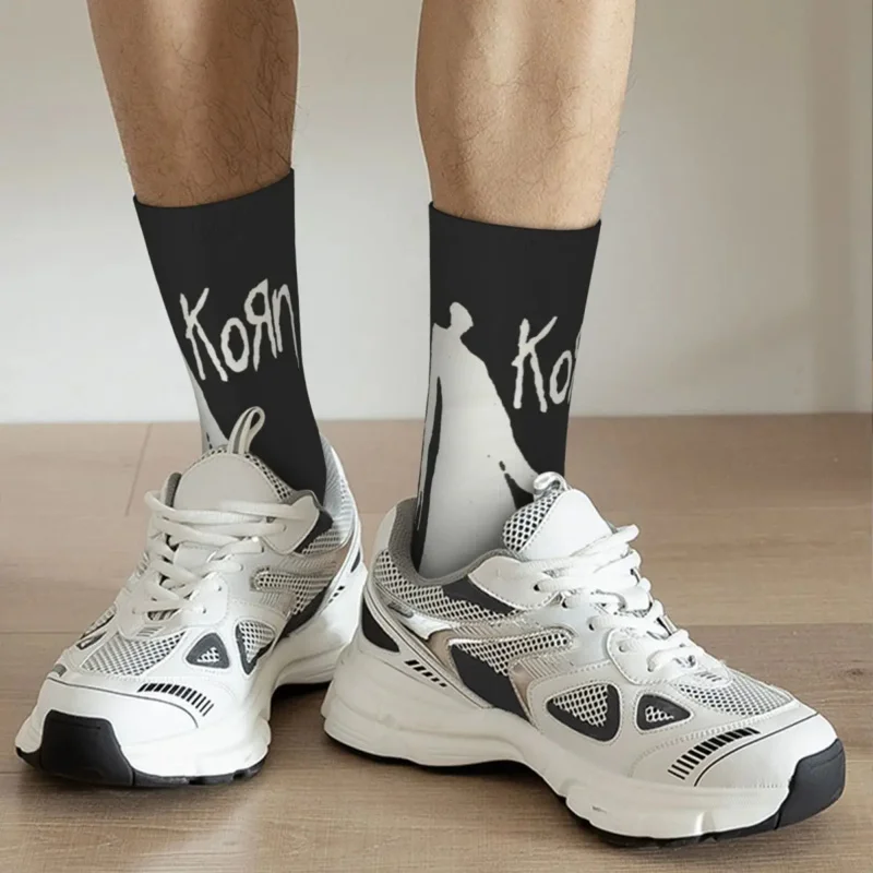 Calcetines de fútbol coloridos de la banda de música Korn, calcetines largos de poliéster para Unisex, antideslizantes