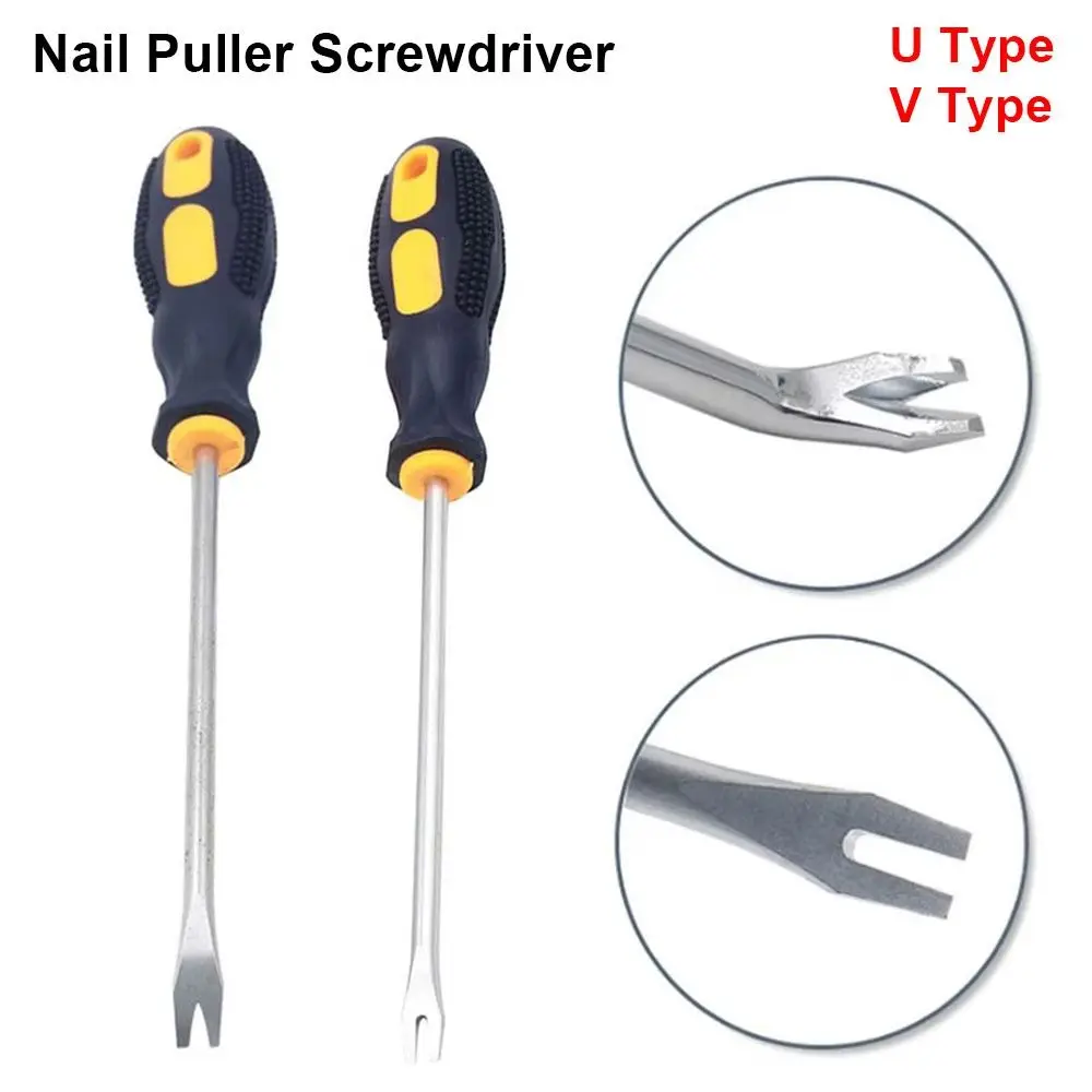 

1Pcs Durable UV Type Nail Puller Screwdrivers 260mm Steel Nail Driver Pry Tool Nail Remover Tool Hand Manual Tools