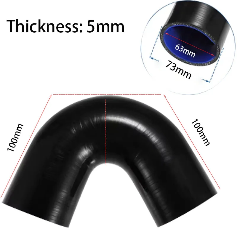 JHZ for 135° Silicone Elbow Hose 20mm/30mm/38mm/45mm/50mm/63mm Coupler Air Intake Turbo Intercooler Pipe 100*100mm Black Multi S