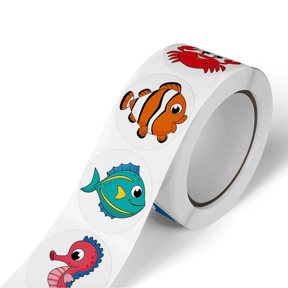500pcs Cute Cartoon Marine Animals Sealing Stickers Kawaii Reward Decals Decoration Water Bottle Guitar Phone Sticker Wholesale