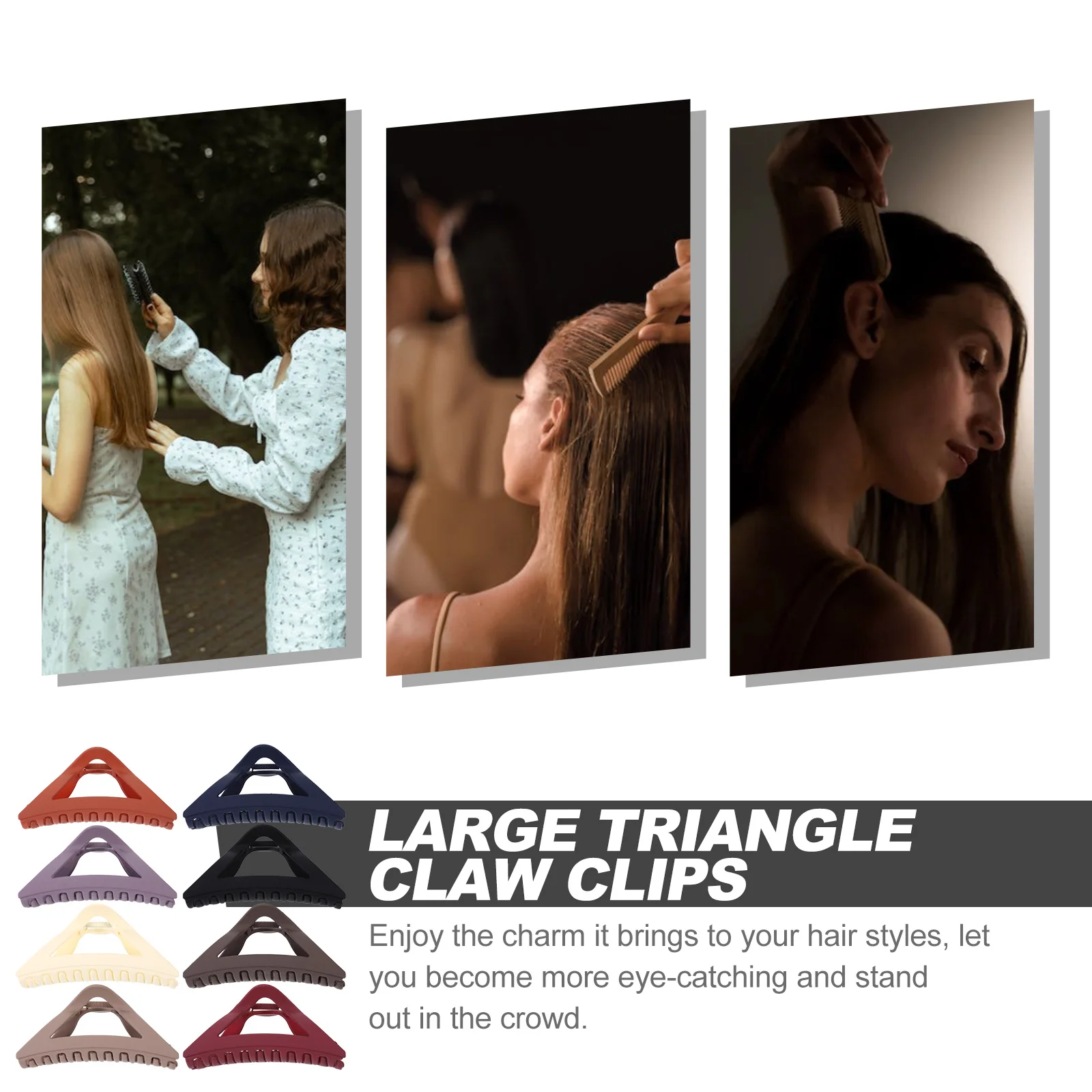 

8pcs Shark Clip Accessories Large Jaw Hair Clamps For Women Triangle Claw Clips Thick Fine Hair Decorative Barrettes Party