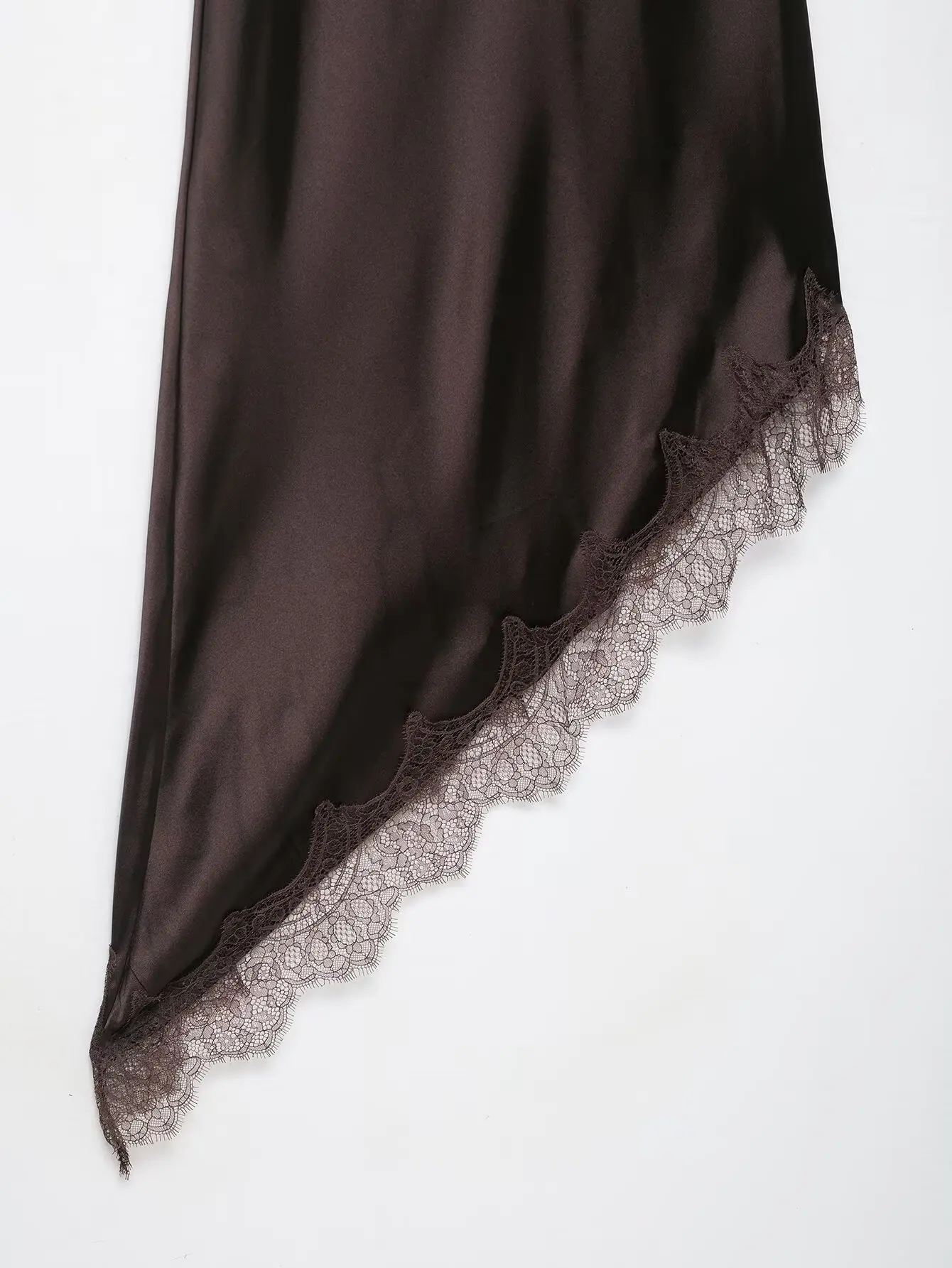 Women's new dress satin suspender irregular dress lace hem sexy slim party date eye-catching battle robe