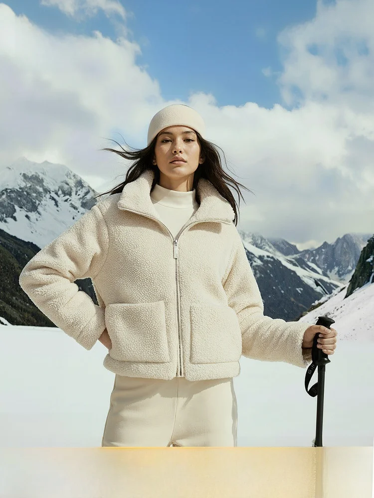 

Женская утепленная куртка H&M на молнии из флиса Teddy Fleece, винно-красная, весенняя верхняя одежда, приталенный крой, длинный рукав