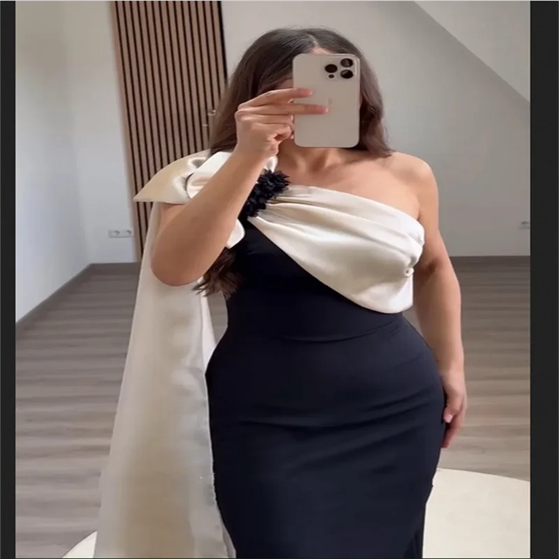 Schwarzes Abendkleid 2025, Meerjungfrau, maßgeschneidert, eine Schulter, elegante Damen-Abendparty-Kleider für besondere Anlässe, Ballkleider